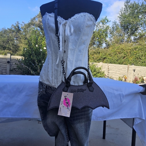 Betsey Johnson Black Glitter Mini Bat Bag - Picture 6 of 6